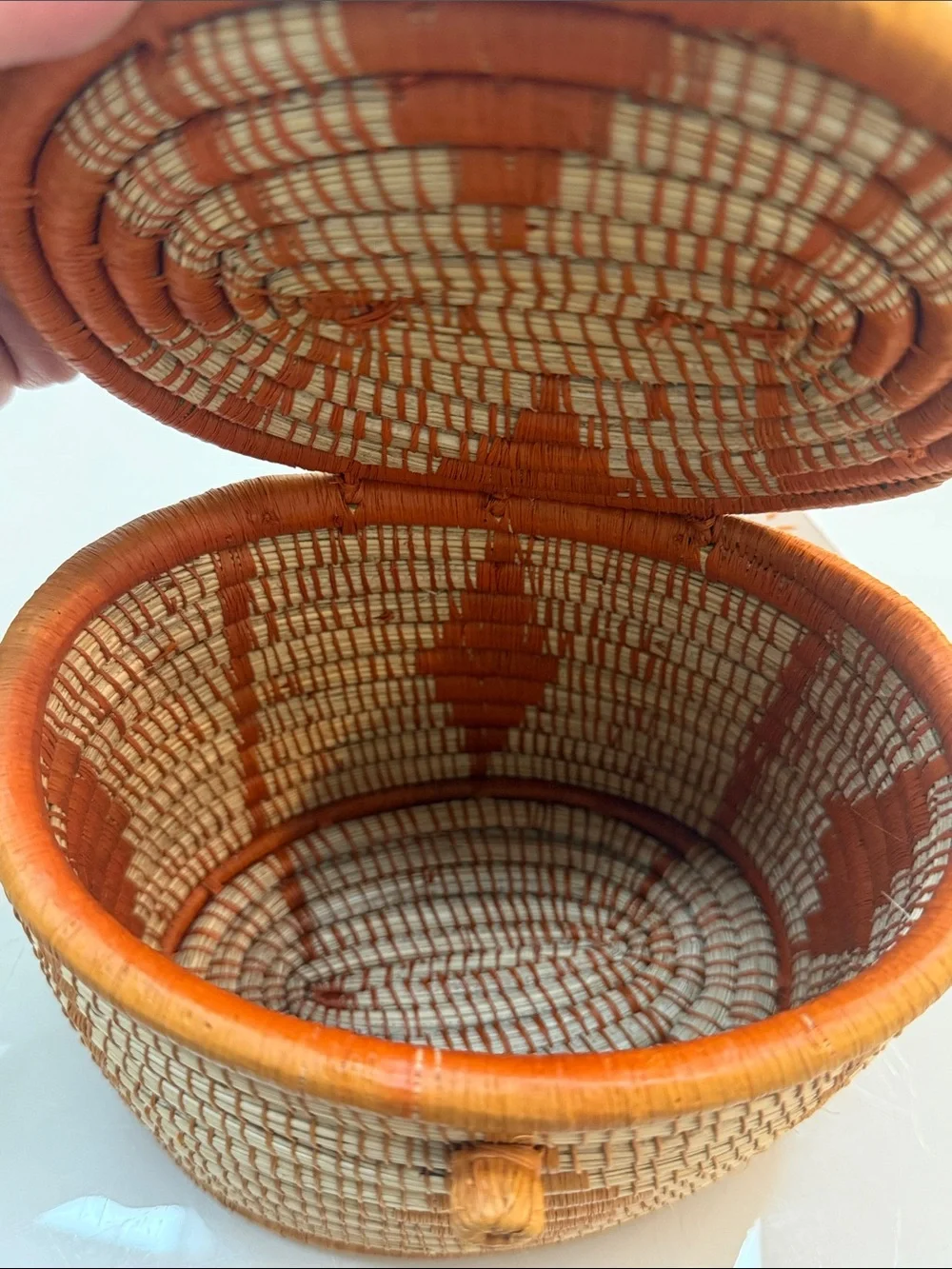 Handmade Woven Basket - Yellow & Natural Stripes